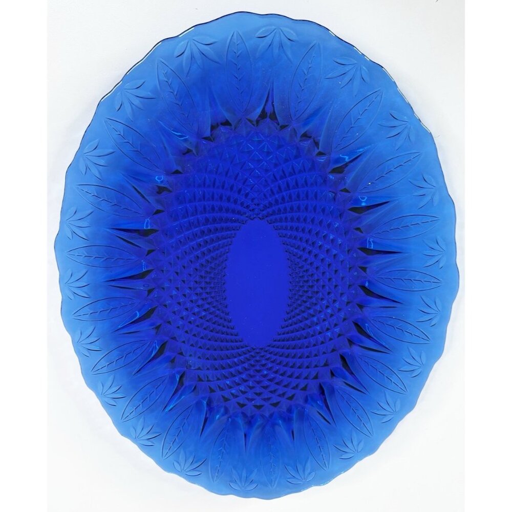 VTG Luminarc France Avon Royal Sapphire Cobalt Blue 13.5" Oval Serving Platter